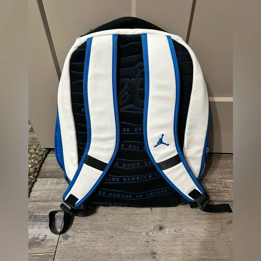 Nike Air Jordan Retro X 10 Backpack White Black blue Leather Basketball bag